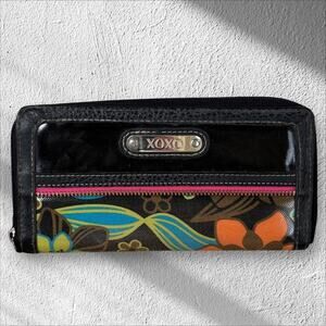 XOXO Zip Around Long Wallet Brown Multicolor Floral